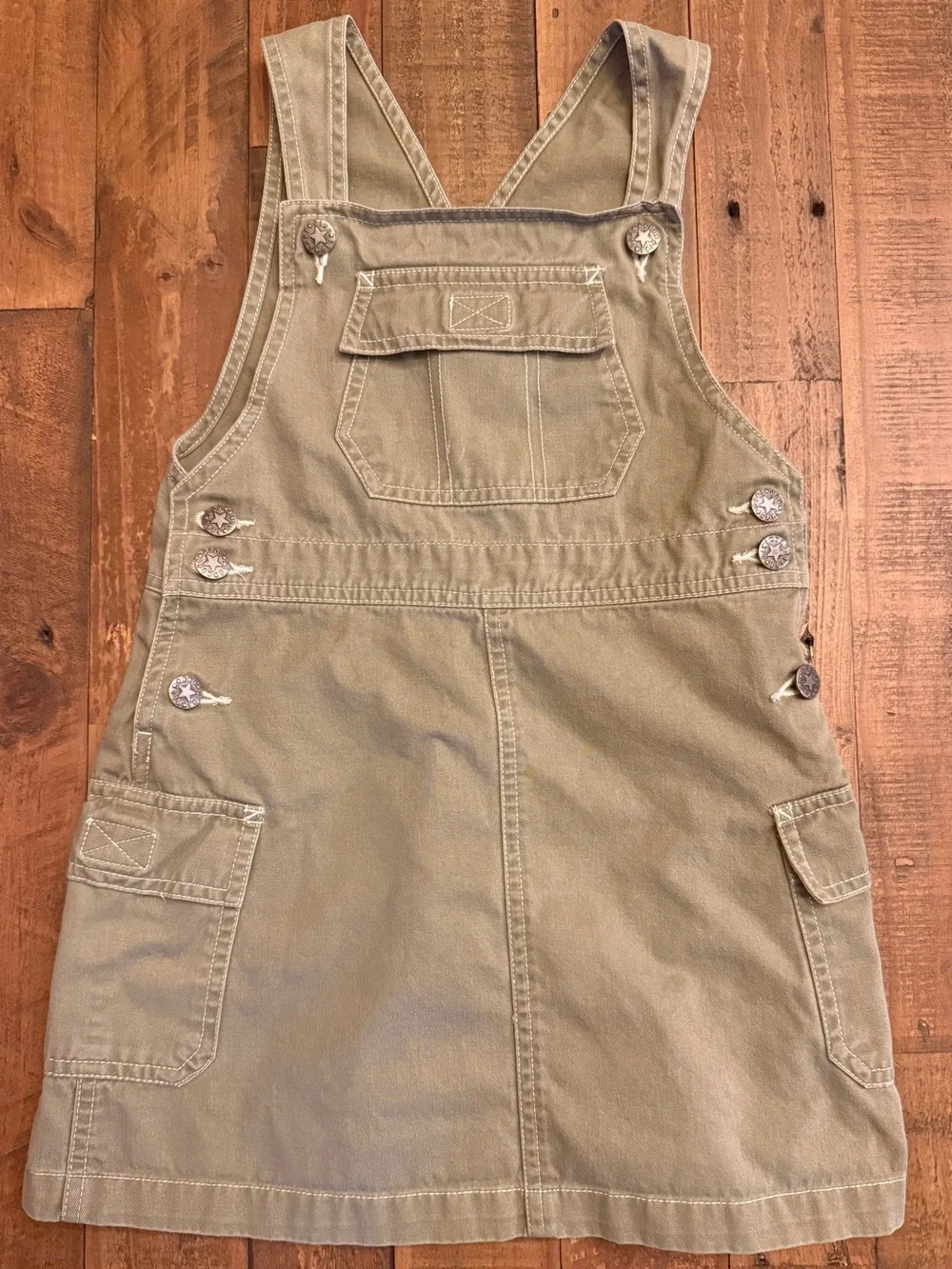 Old Navy Girls Olive Green Canvas Overall Dress